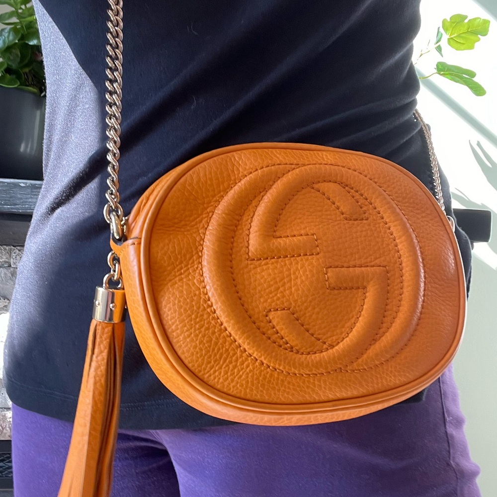 Mini Gucci Soho Disco Crossbody Bag, goldenrod/yellow orange, great used cond!